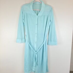 Vtg ‎ 70s 80s Henson Kickernick Nightgown Large Satin Cottagecore Light Blue.E53